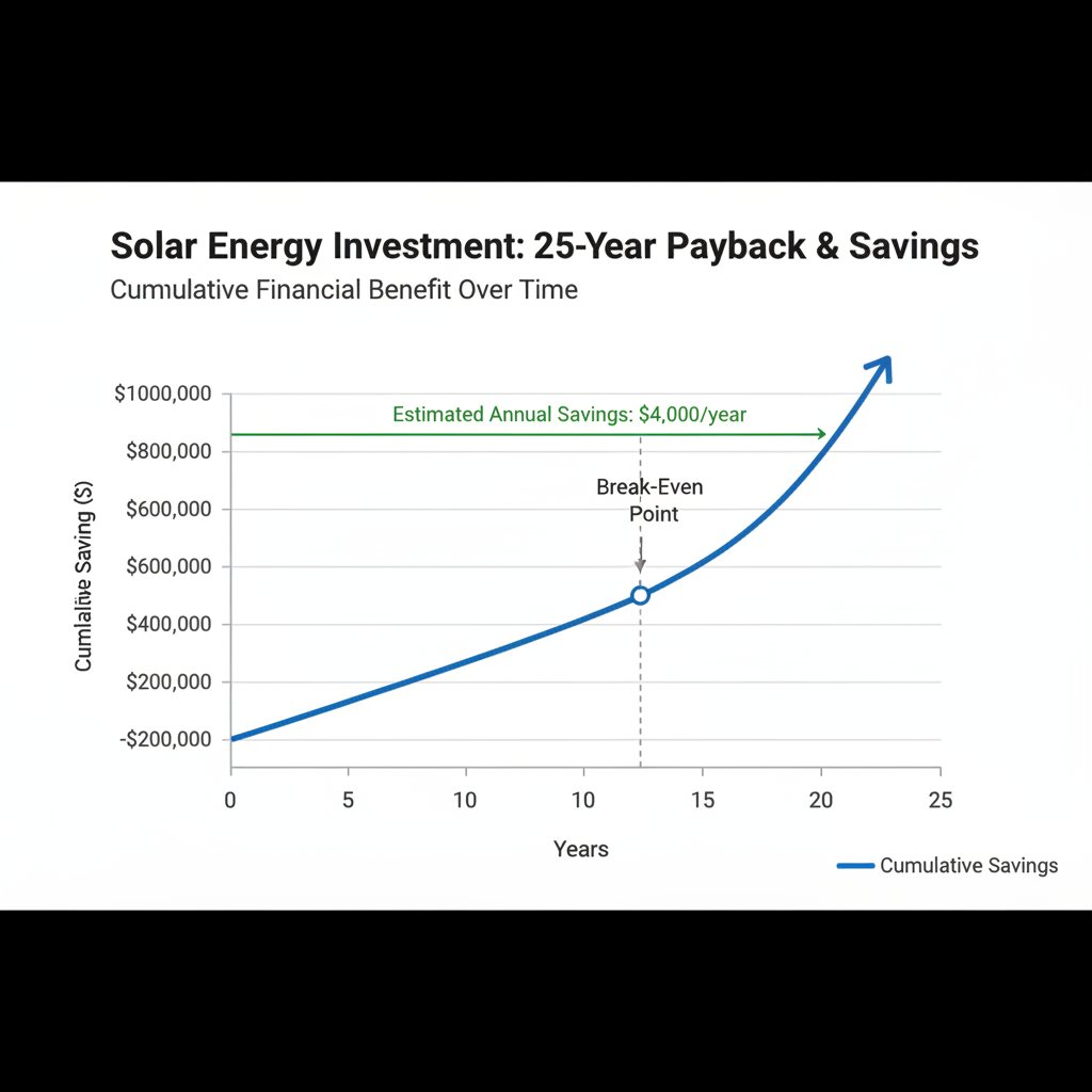 25-year solar investment payback and cumulative savings curve